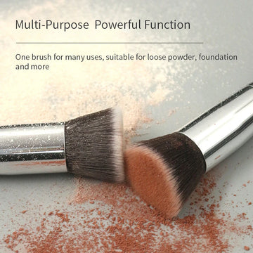 Luxury Champagne Makeup Brushes: Flat Top Foundation, Large Face Brush